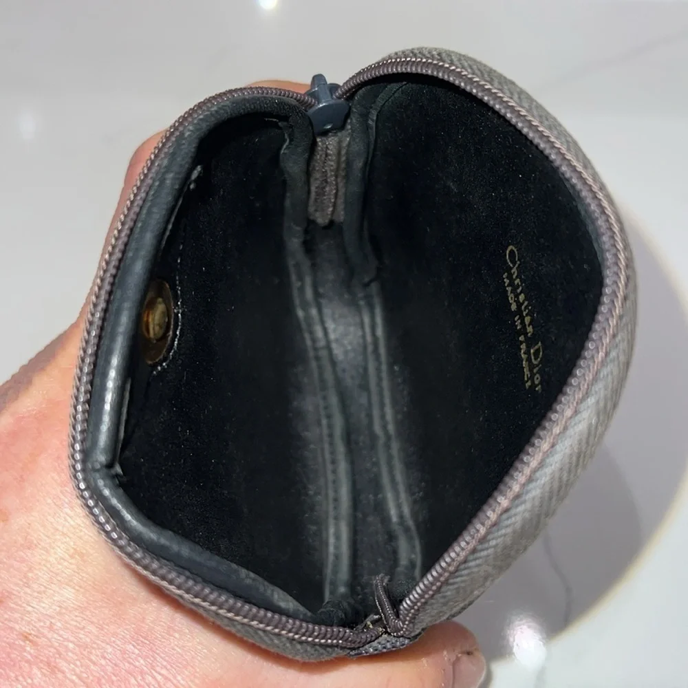 Christian Dior Charcoal Gray Small Zip Around Pouch Wallet